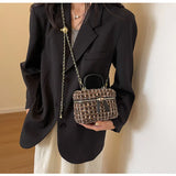 Fashion Plaid Print Tweed Crossbody Bag for Women