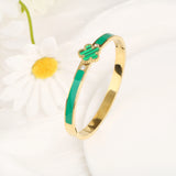 6 Colors Luxury Stainless Steel Flower Bangle