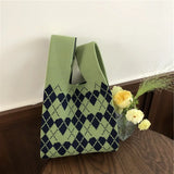 Designer Plaid Woven Shoulder Bag Tote Chic