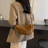 Faux Suede Hobo Shoulder Bag for Women 2025 Fashion