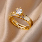 Gold Color Stainless Steel Adjustable Heart Ring
