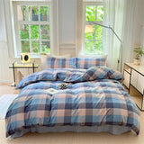 Colorful Cotton Plaid Duvet Cover Set, 3 Pcs