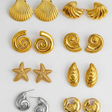 Vintage Gold Plated Snail Shell Earrings for Women