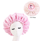 New Women Solid Reversible Satin Bonnet Cap