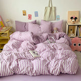 Pink Stripe Bedding Duvet Cover Set with Pillowcase