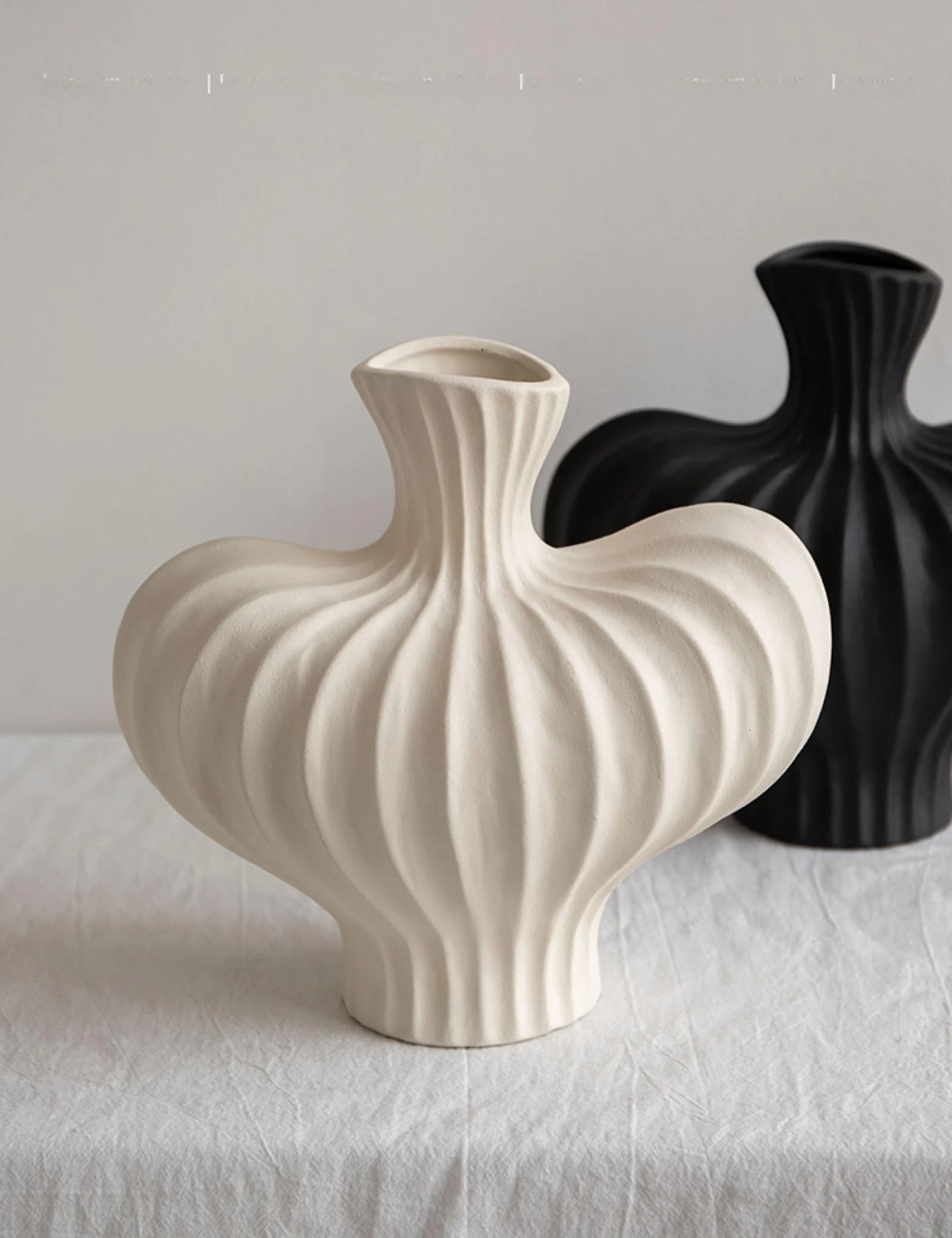 Texdream Black White Porcelain Vase Set Large