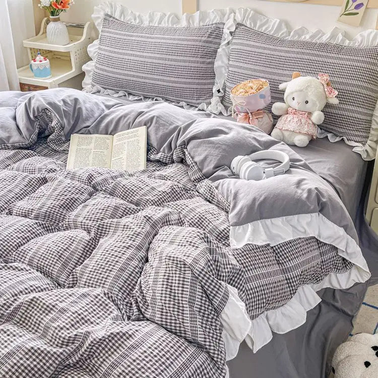 Ins Princess Style Ruffle Bedding Set 4pcs