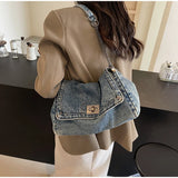 Denim Chain Crossbody Bag for Daily Work & Travel