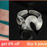 Trendy Silver Irregular Wave Rings for Women, Size 17mm