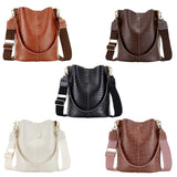 Large-Capacity Crocodile Pattern Leather Crossbody Bag  Clean Vanilla Store