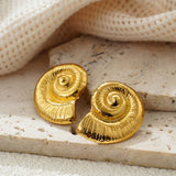 Vintage Gold Plated Snail Shell Earrings for Women