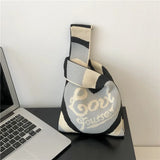 Designer Plaid Woven Shoulder Bag Tote Chic