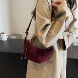 LEFTSIDE 2024 Retro Splicing Leather Shoulder Bag