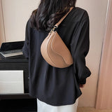 Women Vintage Solid Color Flap Saddle Bag Crossbody