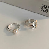 VENTFILLE 925 Sterling Silver Water Droplets Cross Ring