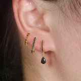 3PCS Water Drop Pendant Hoop Earrings Set for Women