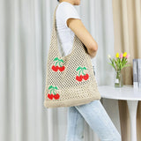 Cute Strawberry Cherry Crochet Tote Bag for Women