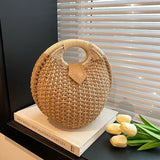 Casual Straw Woven Spherical Handbag for Women
