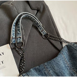 Denim Chain Crossbody Bag for Daily Work & Travel