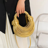 Gold Luxury Handwoven Hobo Evening Clutch Bag