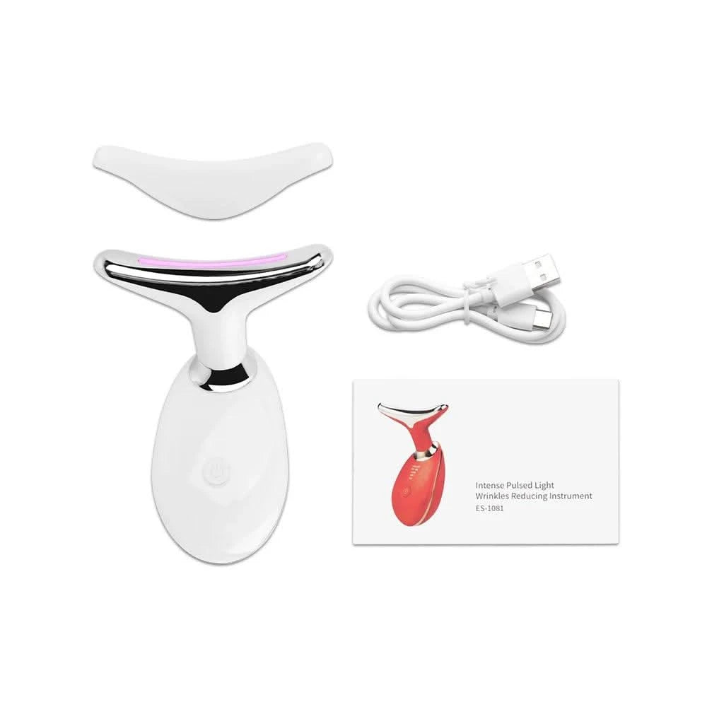 Face Massager EMS & 3 Colour LED Facial Microcurrent Red Light Anti-aging Facial Massage Neck Face Lifting Massager Skin Tightening Face Lift Devices USB - Clean Vanilla