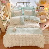 Korean Lace 100% Cotton Duvet Cover Set, 3pcs