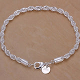 New High Quality 925 Sterling Silver Twisted Rope Bracelet