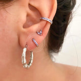 925 Silver Needle Crystal 9mm Small Hoop Earrings