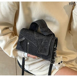 New Fashion Color Block Denim Square Shoulder Bag