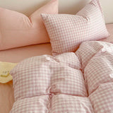 Pink Solid Bedding Set With Duvet Cover & Pillowcases 4 pcs