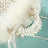 Noble Crystal Beaded Evening Bag with Pearl Chain  Clean Vanilla Store