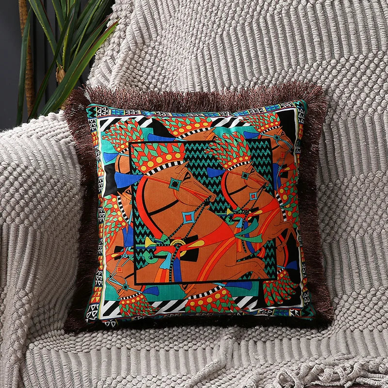 Horse Throw Pillow Cushion Cover - Palace Pattern 45x45cm 30x50cm