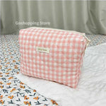 Quilted Cotton Retro Cherry Travel Cosmetic Bag  Clean Vanilla Store