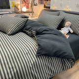 Nordic Plaid Wash Cotton Bedding Set, 4 Pcs