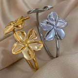 Greatera Waterproof Gold Flower Cuff Bracelet for Women