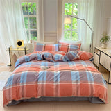 Colorful Cotton Plaid Duvet Cover Set, 3 Pcs