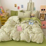 Pink Stripe Bedding Duvet Cover Set with Pillowcase