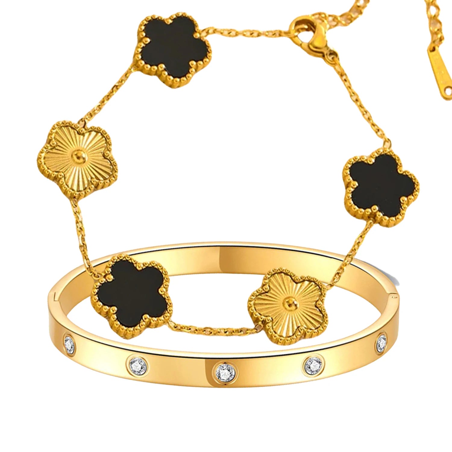 2pcs Sparkle Stainless Steel Bracelets for Women