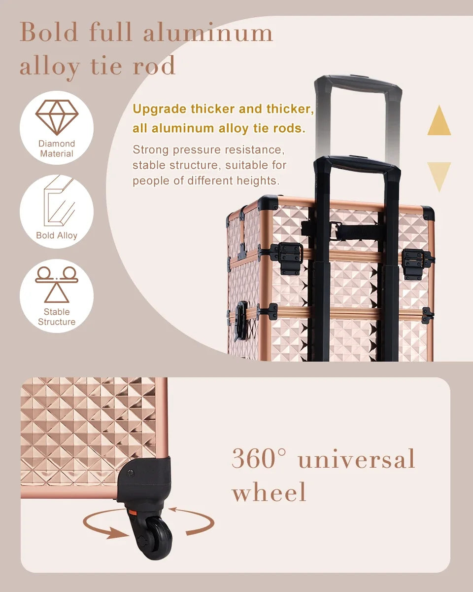 Detachable 4 in 1 Makeup Trolley Case on Wheels  Clean Vanilla Store