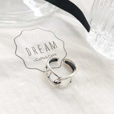 VENTFILLE 925 Sterling Silver Water Droplets Cross Ring