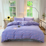 Colorful Cotton Plaid Duvet Cover Set, 3 Pcs