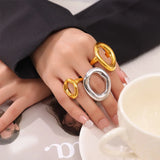 Gold Plated 316L Stainless Steel Big Ring for Women