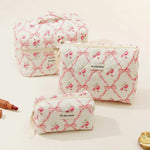 Cute Quilted Cotton Makeup Bag for Women  Clean Vanilla Store
