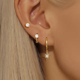 Fashion Stainless Steel Star Drop Earrings Set - 3 Piece