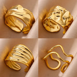 Irregular Geometric Chunky Opening Rings for Women