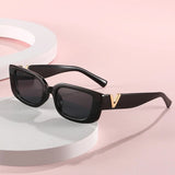 Retro Rectangle Sunglasses Unisex with V-Shaped Foots