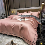 White Egyptian Cotton Bedding Set with Embroidery 4 pcs