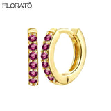 925 Silver Needle Crystal 9mm Small Hoop Earrings