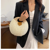 Casual Straw Woven Spherical Handbag for Women