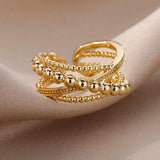 Fashion Gold Color Stainless Steel Ring with Crystal Zircon
